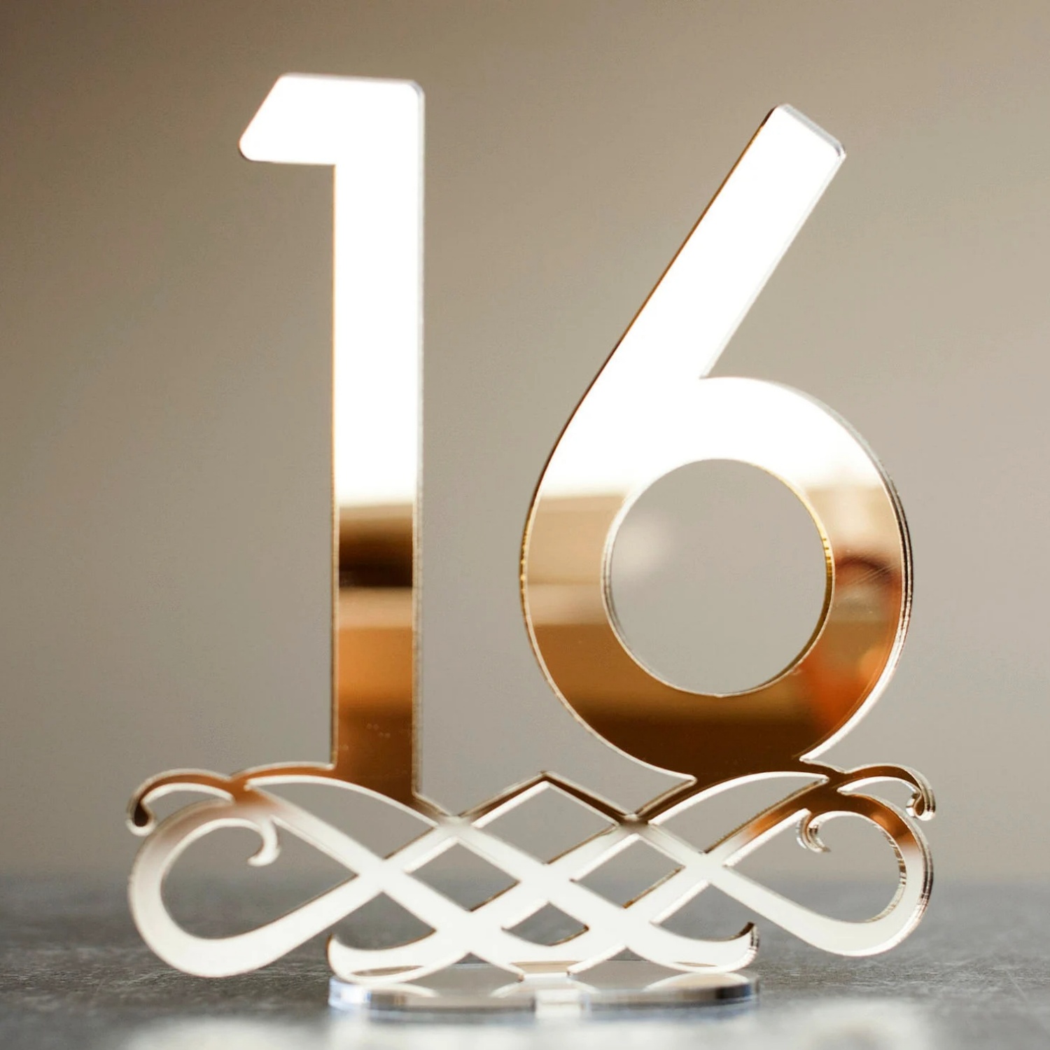 Table Number Gold - Espejo plateado acrílico mesa de boda